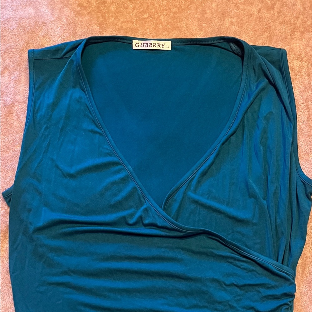 Guberry Teal Wrap Women Top
